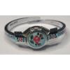 Image 1 : Vintage Eden Swiss Made 17 Jewel Bangle Watch Blue Enamel Floral Cover Flip Cover - Untested