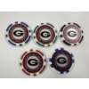 Image 2 : 5 - RARE University of Georgia Bulldogs Bulldogs Clay Poker Chips - Mint Condition - Complete Set