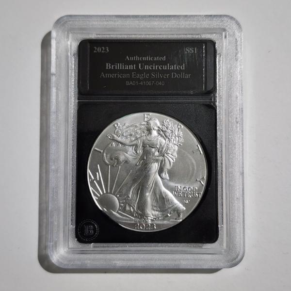2023 American Eagle 1 Oz 999 Fine Silver Round in Bradford Exchange Slabbed Authenticated BU