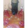 Image 5 : Group of Cranberry Vintage Glass Pieces - Including Fantastic Heavy Covered Candy Dish