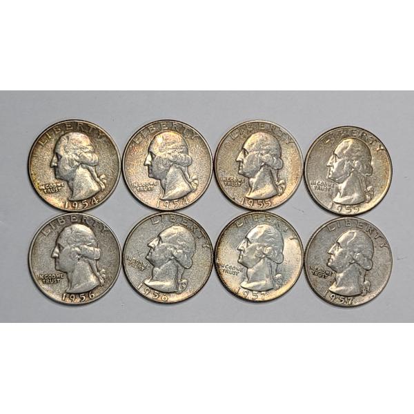 (8) United States 90% Silver Washington Head Quarters - Face Value: $2.00
