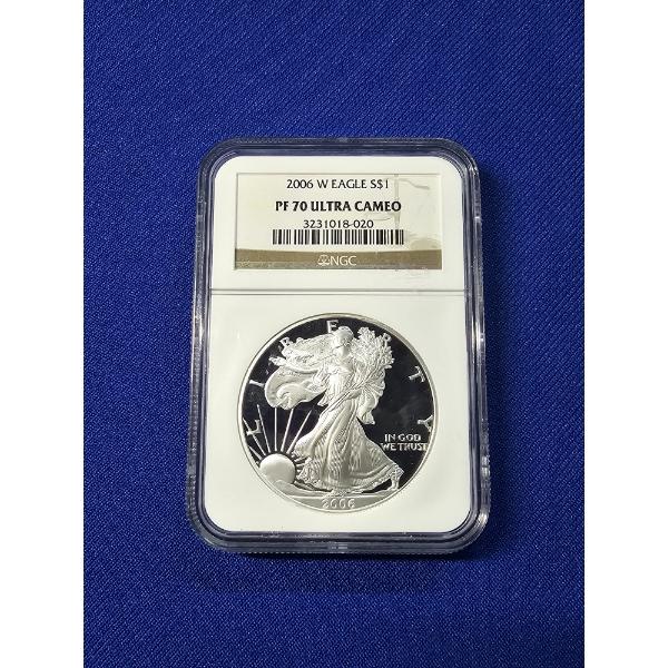 2006- W American Silver Eagle NCG Graded PF 70 ULTRA CAMEO 1 oz Fine Silver