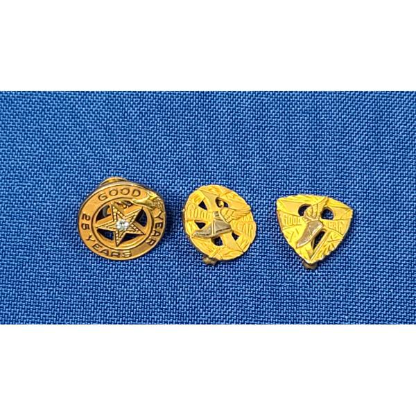 (3) 10K Gold Good Year Service Pins - One With Diamond