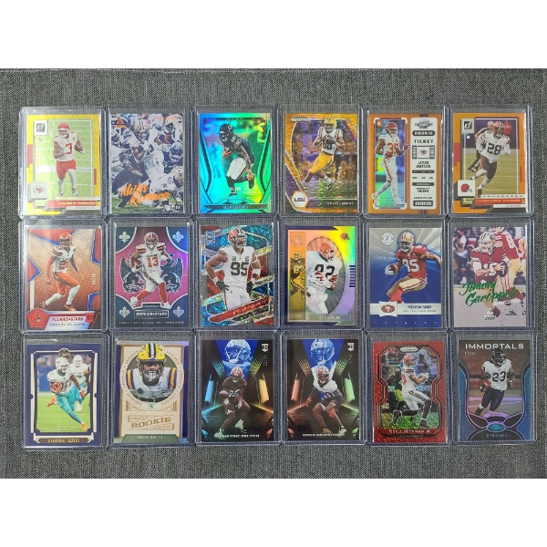 Lot of 18 Assorted Numbered Parallel Football Trading Cards -Panini & Topps -Landry, Garrett & More