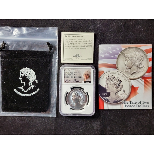 NGC PF70 Ultra Cameo 2022 Silver 1 Oz Canada Peace Dollar Pulsating Ultra High Relief Coin