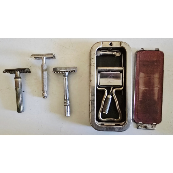 3 Vintage Razors and Sharpening Kit