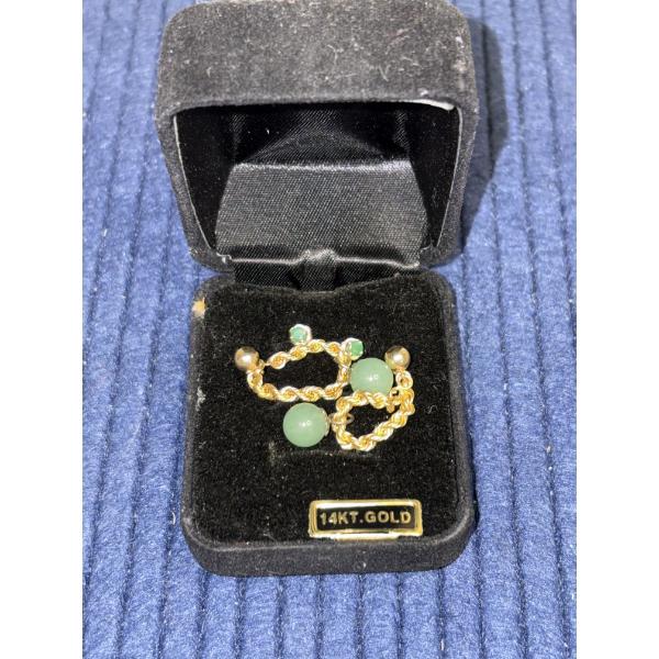 14K Gold Earrings - 2 Sets - Gorgeous Aqua Colored Studs & Long Earrings - 3.4 Grams Total