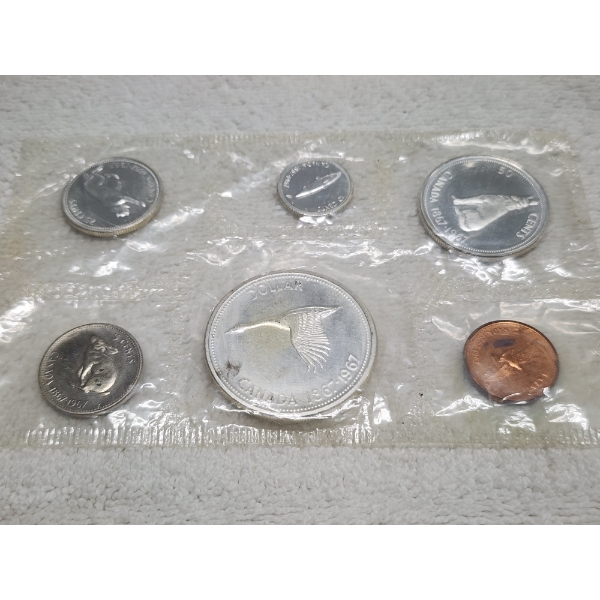 1967 Canadian Silver Proof Set Ft. Three Silver Coins - Approx. 1.11 Troy Ounces of Silver