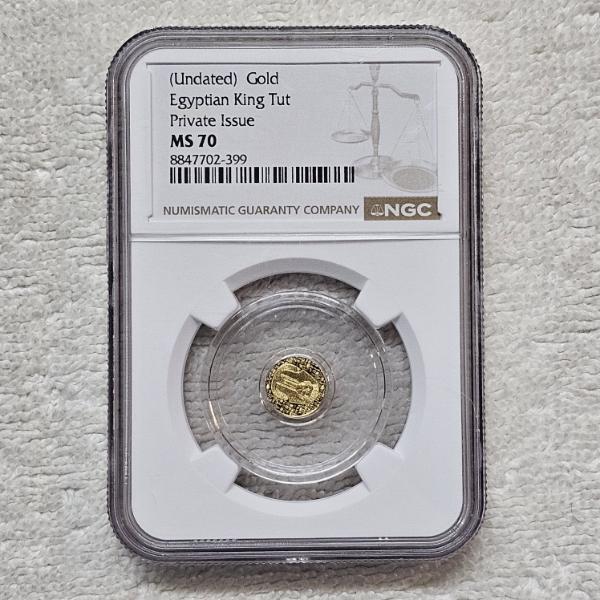 NGC MS 70 Undated Gold Egyptian King Tut Private Issue 1/200 Ounce .9999 Fine Gold Token