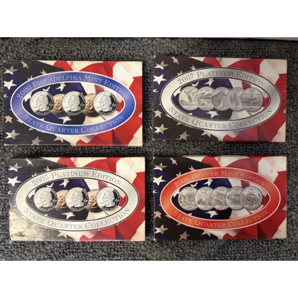Four Sets of State Quarter Collections including Years: 2000/2005/2006/2007 FV: $5.00