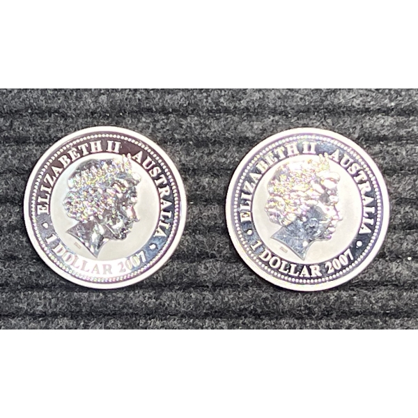 Lot of 2 Australian Silver 10z Coins.  2008 Rat and 2009 Bull.