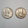 Image 1 : Two 1953-D United States 90% Silver Franklin Half Dollars - FV: $1.00