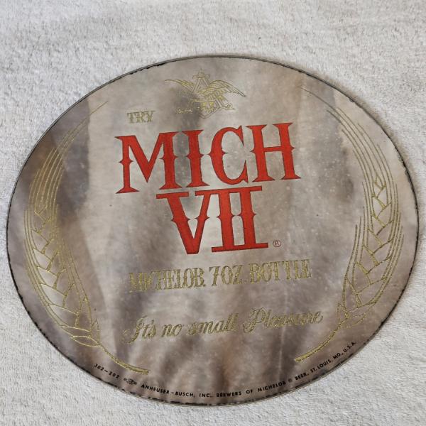 Vintage Anheuser-Busch Michelob 7Oz. Bottle "Mich VII" Round Frameless Mirror Advertising Sign (12")