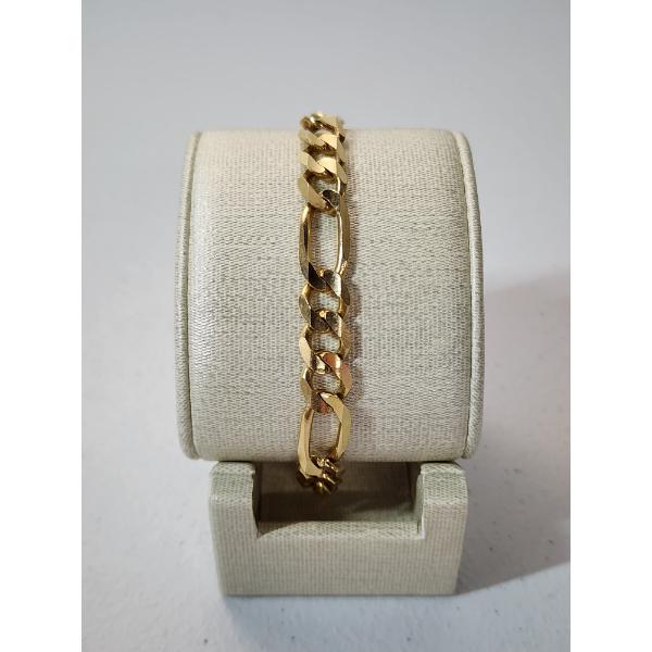 10K Yellow Gold 9" Bracelet Figaro Link TW: 18.1g