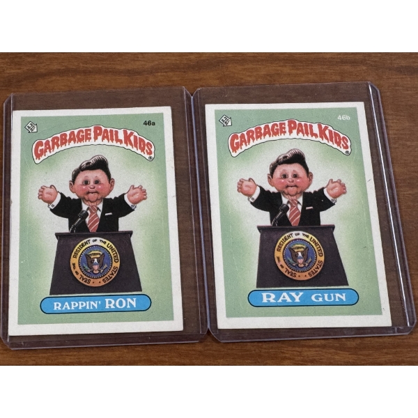1985 Garbage Pail Kids - Rappin' Ron & Ray Gun Cards - 46A & 46B - Mint Condition