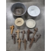 Image 1 : Vintage Collectables Including Enamelware Basins, Bowl & Plate And Wooden Tap Collection 