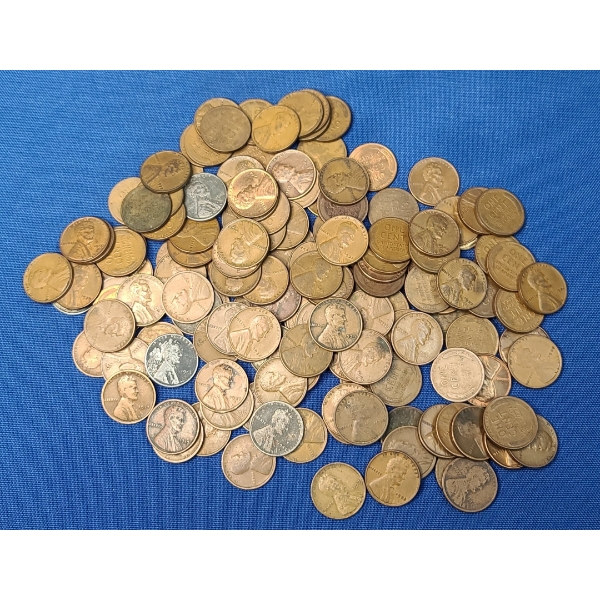 Assorted Years Unsearched Lincoln Wheat Cents & 1943 Steel Cents - Face Value: $1.46
