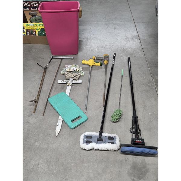 Garden Sprinklers, Wood Sign, Knee Pad, Trashcan, Wet & Dry Mops And More -No Shipping Available