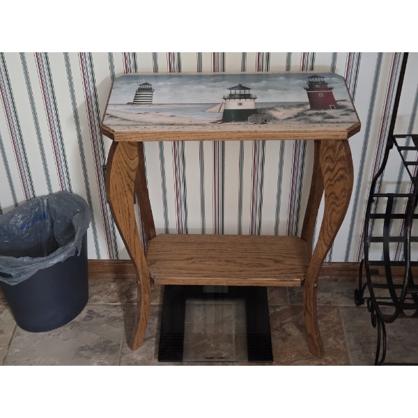 Louisville Home Pickup - Wooden Occasional Table / Stand With Lighthouse Themed Decoration Excellent