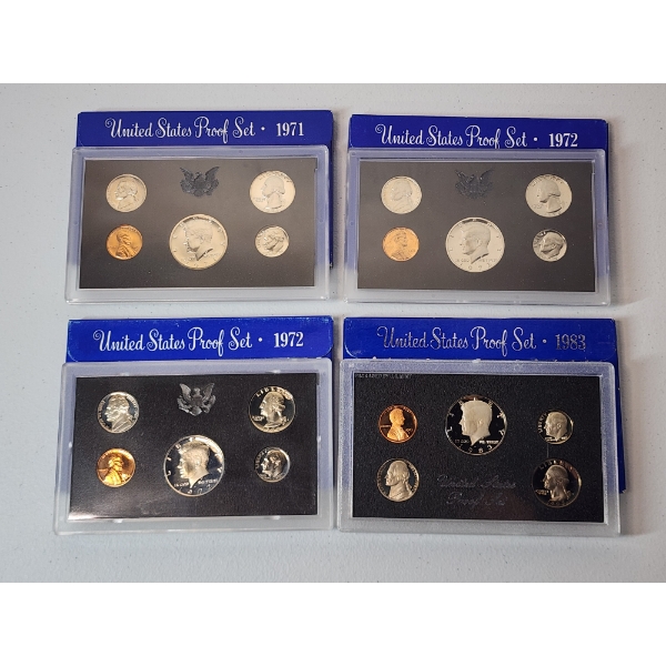 x4 United States Mint Proof Sets: 1971, 1972, 1972, 1973