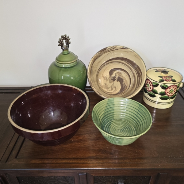 5pc Decorative Bowls and Containers - Marble Print Bowl 9" Round