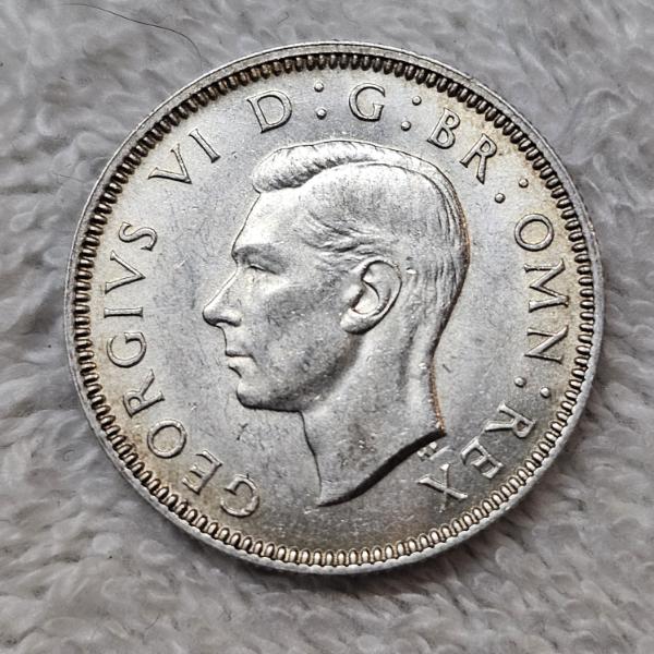 1941 United Kingdom Florin (Two Shillings) 50% Silver Coin