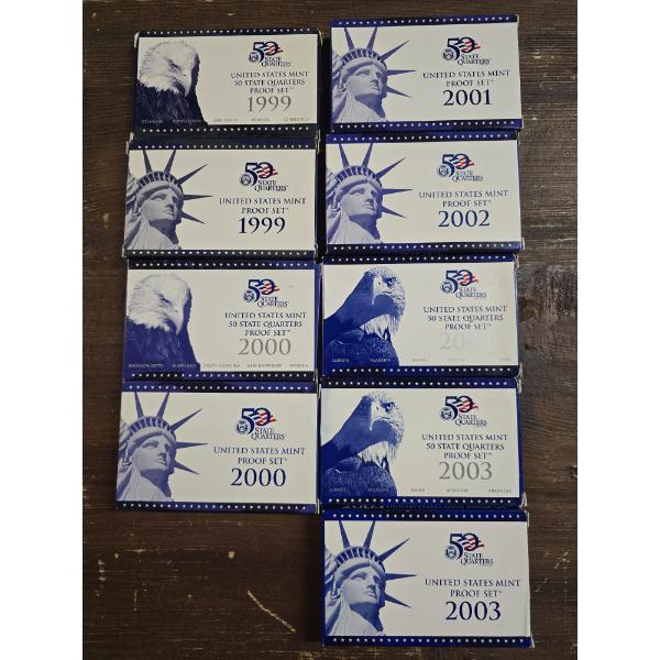 1999-2003 United States Proof Sets & 1999, 2000, 2003 US Quarter Proof Sets