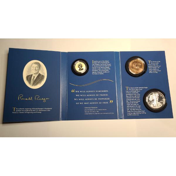 U.S Mint 2016 Coin And Chronicles Ronald Regan Set Featuring 2016-W 1 oz .999 Fine Silver Eagle 