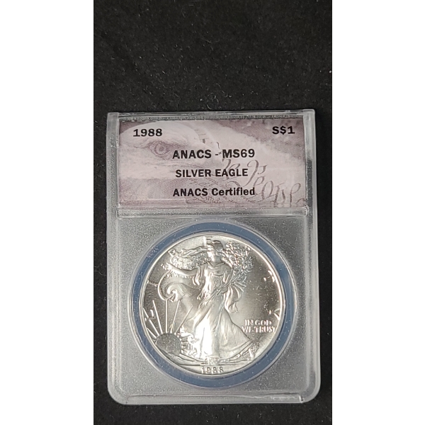 ANACS 1988 MS69 1 oz 999 Fine Silver American Eagle
