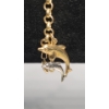 Image 2 : 14K Gold 7" Rolo Link Charm Bracelet Featuring Two-tone 14K Gold Dolphins Pendant - Weight: 4.8g