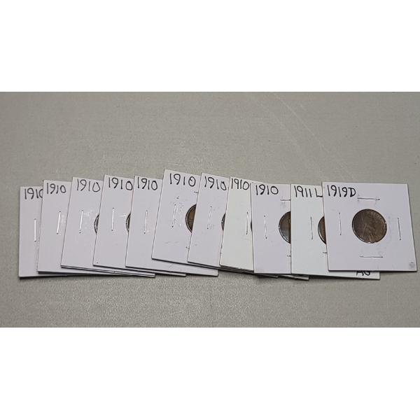 Lot Of Assorted Earlier Years U.S Copper Lincoln Wheat Cents - FV: $0.11
