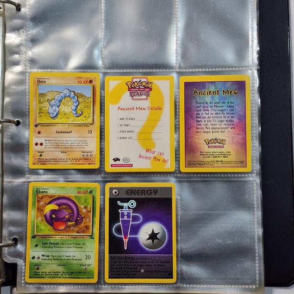Black Binder W/ Two 1ST Edition Vintage Pokemon Trading Cards & Like New Empty Binder Pages  