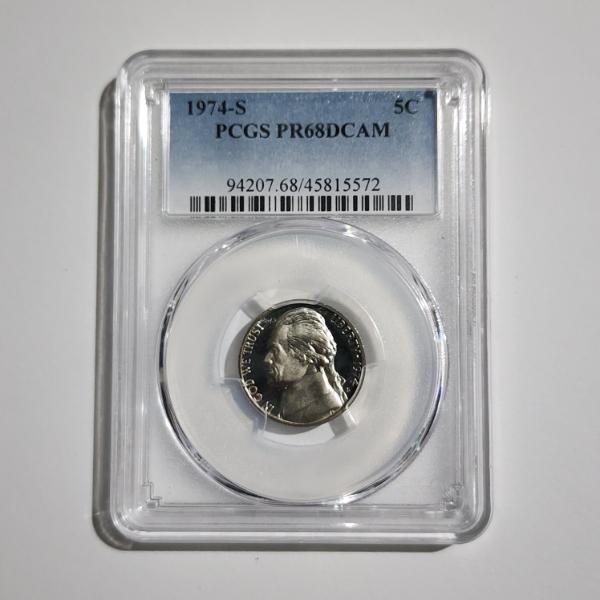 PCGS PR68DCAM Graded 1974-S United States PROOF Jefferson Nickel ~ San Francisco Mint