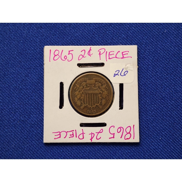 United States 1865 Two-Cent Piece in Excellent Condition