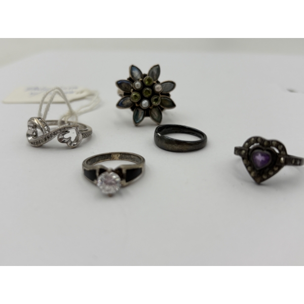 Gorgeous Sterling Silver Rings - Various Sizes - 5.5 (2), 6 (2), 7, 8.5 - 28.2 Grams