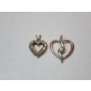 Image 1 : 2 - Heart-Shaped 10K Gold Pendants With Diamond - Total Weight: 2.1g
