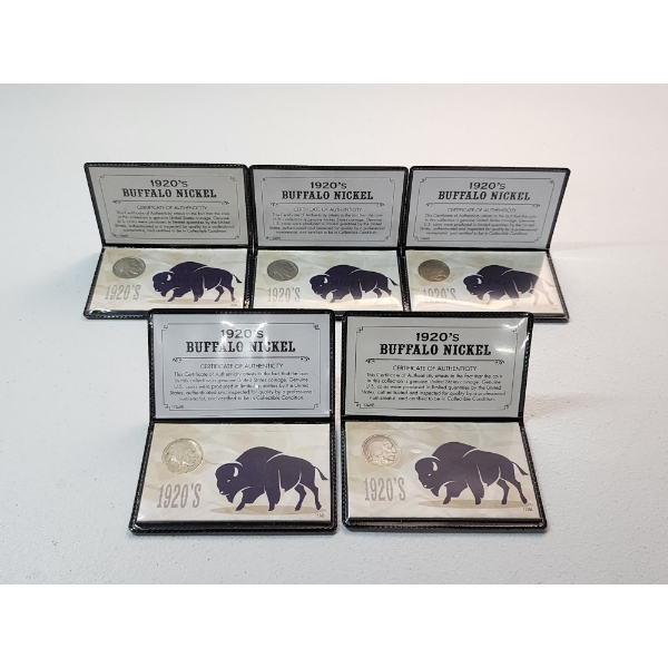 (5) 1920's Buffalo Nickel Coin Collection Flips
