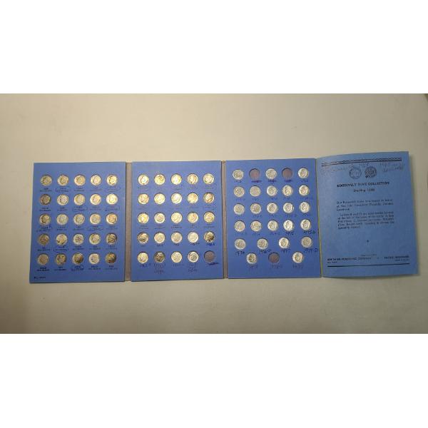 Starting From 1946 Whitman Coin Collection Book Of Silver/Non-Silver Roosevelt Dimes - FV: $7.30