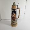 Image 1 : Vintage German Gerz Pewter-Lidded Beer Stein featuring a Tavern Scene (22")