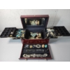 Image 1 : Large Cherry-Wood Jewelry Box with Contents: Statement Necklaces, Watches, Earrings, & More!