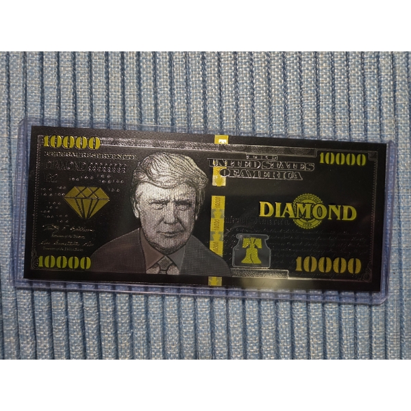 Mint Condition Donald Trump Ten Thousand Dollar Diamond Bill In Protective Holder