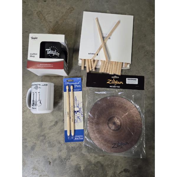 Brand New! Music Related Items Including Mouse Pad, Mugs, Drumstick Pencils & Pens!