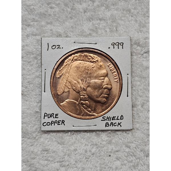 Copper Native American Obv. Shield Rev. 1 AVDP oz. .999