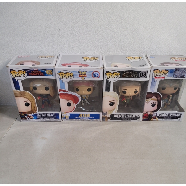 4 Funko Pop - Captain Marvel, Wonder Woman, Jesse - Toy Story, Daenerys Targaryen - Game Of Thrones 