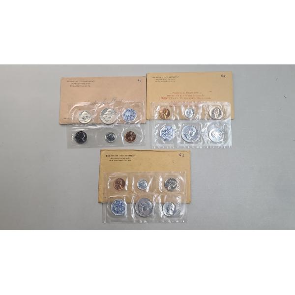 1961, 1962, 1963 Treasury Department U.S Mint Philadelphia Silver Proof Coin Sets
