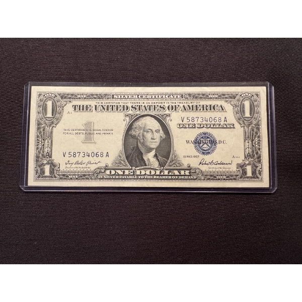 Outstanding 1957 United States Washington Silver Certificate One Dollar Bill - Mint Condition