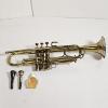 Image 7 : Vintage Raw Brass B-Flat Piston-Valve Trumpet with Silver-Rimmed Bell with Storage Case