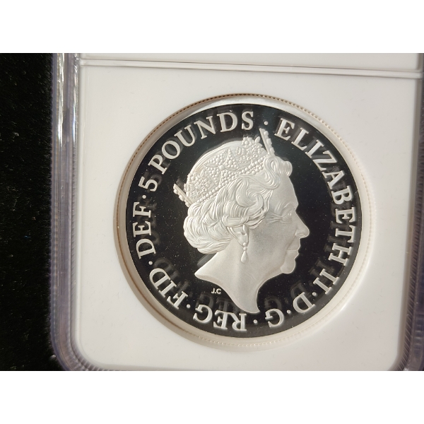 NGC PF70 Ultra Cameo 2021 Silver 2 Oz Britannia With Lion Round - First Day of Issue - In Display 