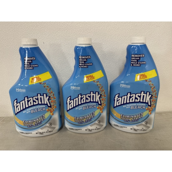 3 - Large Bottles of Fantastik Cleaner Refill - Brand New - You Get 3 Bottles For One Bid!