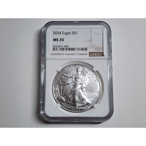 2024 $1 American Silver Eagle 1 oz .999 Fine Silver NGC MS 70